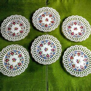 Bavaria Schumann Reticulated Porcelain Plates (6)